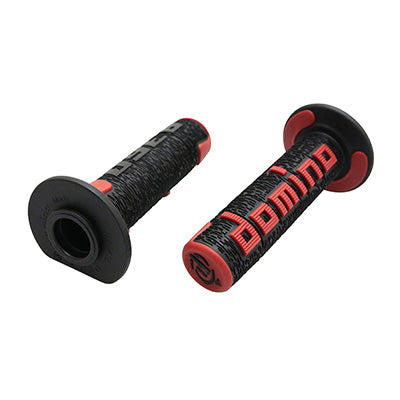 REVETEMENT POIGNEE DOMINO MOTO OFF ROAD A360 NOIR-ROUGE CLOSED END 120-123mm (PAIRE)