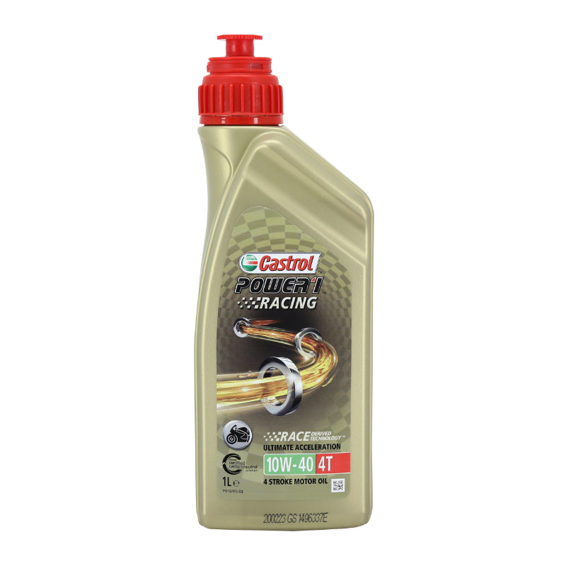 HUILE MOTEUR 4 TEMPS CASTROL POWER 1 RACING 4T 10W40  (1 L)  100% SYNTHETIQUE