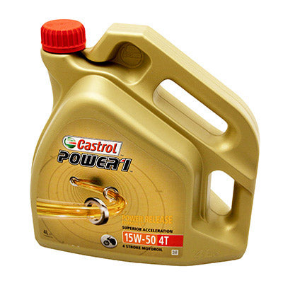 HUILE MOTEUR 4 TEMPS CASTROL POWER 1 4T 15W50  (4 L)  SEMI-SYNTHETIQUE