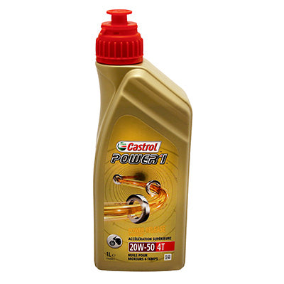 HUILE MOTEUR 4 TEMPS CASTROL POWER 1 4T 20W50  (1 L)  SEMI-SYNTHETIQUE - RECOMMANDATION HARLEY DAVIDSON