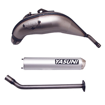 EXHAUST 50 WITH YASUNI CROSS PAINTED BOX FOR DERBI 50 SENDA, SENDA R 2000+, SUPERMOTARD 2000-GILERA 50 SMT 2000+, RCR 2000+-BULTACO ASTRO, LOBITO (HIGH PASSAGE) (ALU SILENCER) -TUB230X-