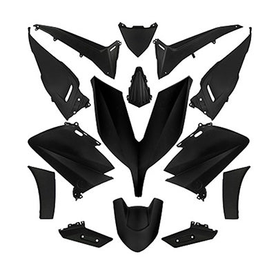 CARROSSERIE-CARENAGE MAXISCOOTER ADAPTABLE YAMAHA 530 TMAX 2015+2016 NOIR MAT (KIT 14 PIECES)