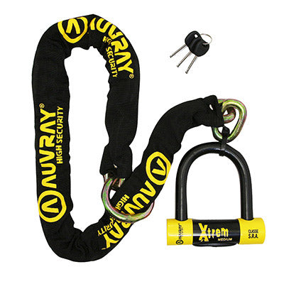 AUVRAY XTREM LASSO 1.20M CHAIN ​​LOCK LINK DIAM 13.5 mm WITH U XTREM MEDIUM (SRA CLASS CHAIN ​​+ U)