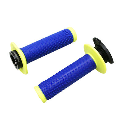 REVETEMENT POIGNEE PROGRIP MOTO OFF ROAD 708 DOUBLE DENSITE  BLEU ELECTRIQUE-JAUNE FLUO 115mm (AVEC LOCK ON - LIVRER AVEC 5 EMBOUTS) (CROSS-MX) (PAIRE)