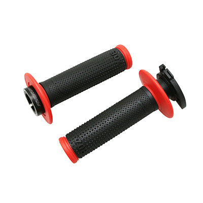 PROGRIP MOTORCYCLE OFF ROAD 708 DOUBLE DENSITY BLACK-RED HANDLE COATING 115mm (WITH LOCK ON - DELIVERED WITH 5 ENDS) (CROSS-MX) (PAIR)