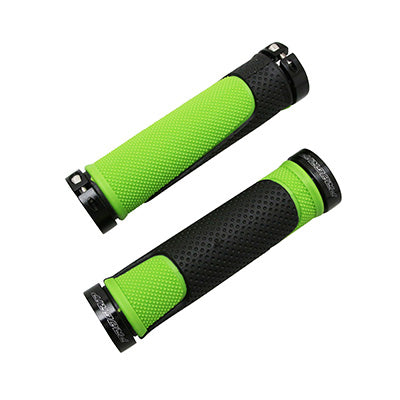 PROGRIP 997 DOUBLE DENSITY OPEN END MTB GRIP WITH LOCK ON BLACK-GREEN 130mm (COMPLETE WITH ENDS) (PAIR)