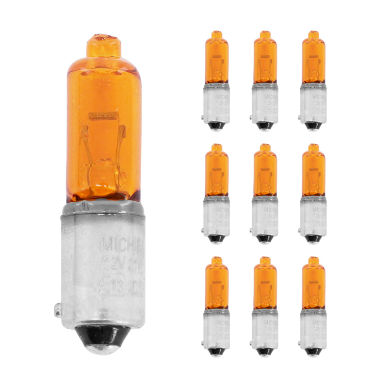 MINIATUUR HALOGEEN LAMP H21W 12V 21W BAY9s BEHUIZING INDICATOR LUGS OFFSET 120° ORANJE (KNIPPEREN) (DOOS VAN 10) -P2R-