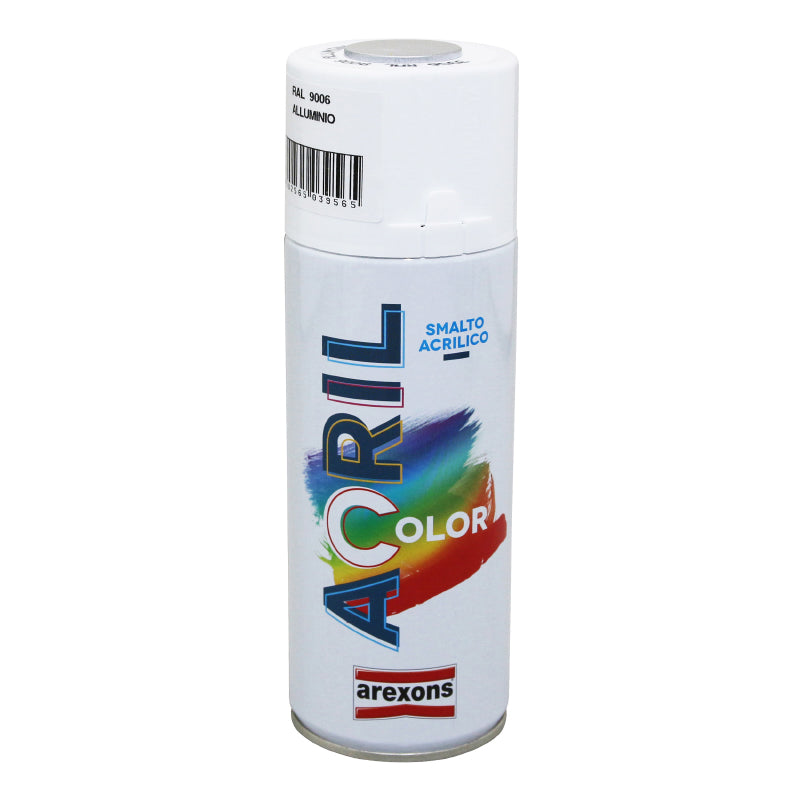 BOMBE DE PEINTURE AREXONS ACRYLIQUE GRIS ALUMINIUM RAL 9006 (CARTERS MOTEUR-CADRE-PHARE) (AEROSOL 400 ml) (3956)