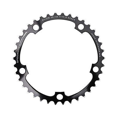 PLATEAU ROUTE 5BRA D.130 TA ALIZE 38DTS INTERIEUR NOIR ALU 7075 TYPE SHIMANO 8-9-10V.