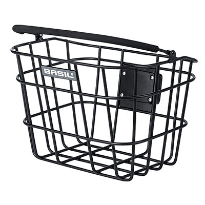 BASIL BREMEN ALU FRONT BASKET MATT BLACK WITH SOFTGRIP HANDLE - SOLD WITHOUT BASEASY FIXING COMPATIBLE KLICKFIX -