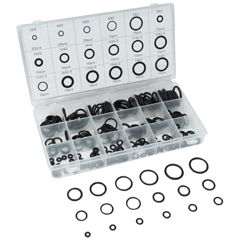 METRIC O-RING 18 SIZES DIAM FROM 3 TO 20MM (ASSORTMENT) (BOX OF 225 PIECES) -P2R-