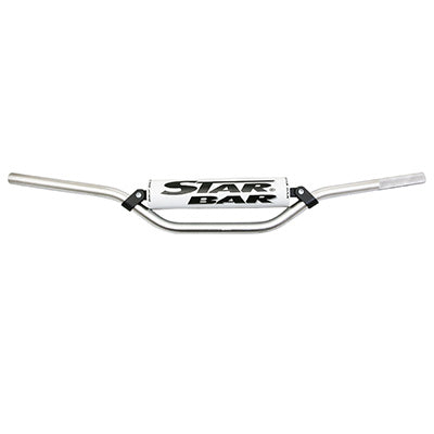 GUIDON MOTO CROSS STAR BAR  MX-ENDURO ALU 2014 T6 DIAM 22,2mm L800mm H86mm ARGENT AVEC BARRE DE RENFORT-MOUSSE BLANCHE