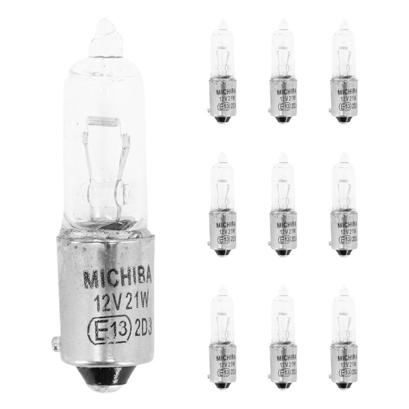 AMPOULE-LAMPE HALOGENE MINIATURE H21W 12V 21W CULOT BAX9s MINI LONG ERGOTS DECALES BLANC (CLIGNOTANT) (x10)  -VICMA-