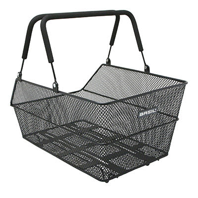 PANIER ARRIERE ACIER NID ABEILLE BASIL CENTO NOIR COMPATIBLE SYSTEME MIK - Commander 157030 - (SI PAS FOURNI SUR LE VELO, Ajouter 155681) (45x33x24 cm)