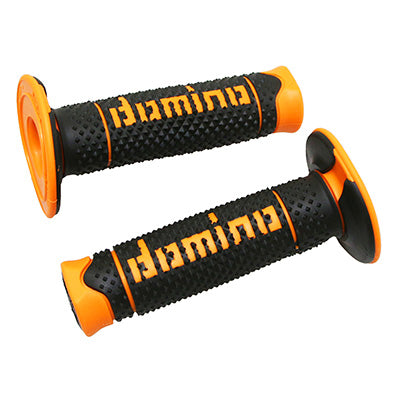 DOMINO MOTO OFF ROAD A260 GRIPBEDEKKING ZWART-ORANJE GESLOTEN EINDE 120 mm (PAAR)