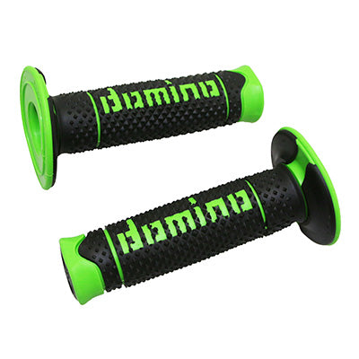 REVETEMENT POIGNEE DOMINO MOTO OFF ROAD A260 NOIR-VERT CLOSED END 120mm (PAIRE)