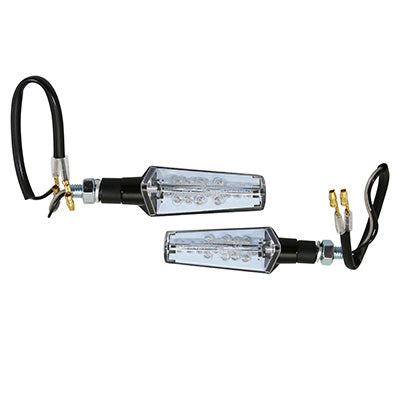 CLIGNOTANT A LED MOTO AVOC SENDAI 13 LEDS BASE METAL TRANSPARENT-NOIR (L 86mm - H 27mm - L 33mm) (HOMOLOGUE CE) (PAIRE)