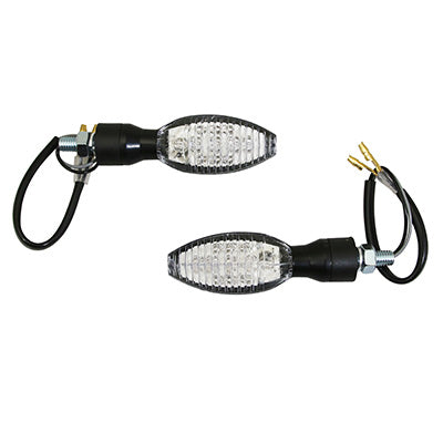 MOTORFIETS LED INDICATOR AVOC KAGO 11 LEDS TRANSPARANT ABS BASIS-ZWART (L 89mm - H 30mm - L 25mm) (CE GOEDGEKEURD)