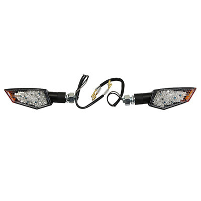 MOTORFIETS LED INDICATOR AVOC KONAN 25 LEDS TRANSPARANT ABS BASIS-ZWART (L 119mm - H 36mm - L 35mm) (CE GOEDGEKEURD)