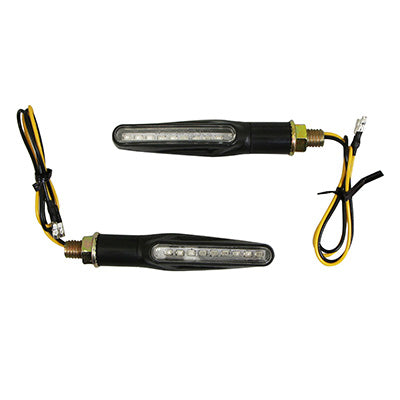 SEQUENTIËLE MOTORFIETSINDICATOR AVOC SAGAE 9 LEDS TRANSPARANT ABS BASIS-ZWART (L 87mm - H 19mm - L 25mm) (CE GOEDGEKEURD) (PAAR)