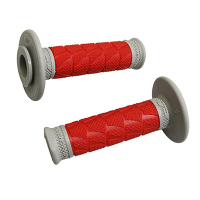 PROGRIP MOTORCYCLE OFF ROAD 783 DOUBLE DENSITY GREY-RED BASE CLOSED END HANDLE COATING 115mm (CROSS-MX) (PAIR)