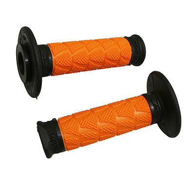 PROGRIP MOTO OFF ROAD 783 GRIP MET DUBBELE DICHTHEID BEDEKEND ZWART-ORANJE BASIS GESLOTEN EINDE 115 mm (CROSS-MX) (PAAR)