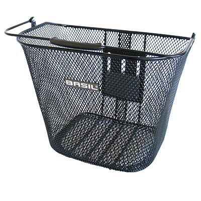 BASIL BREMEN BLACK HONEYCOMB STEEL FRONT BASKET (35x26x29 cm) - SOLD WITHOUT FIXING - KLICKFIX COMPATIBLE