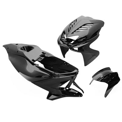 CARROSSERIE SCOOT REPLAY DESIGN POUR MBK 50 NITRO 1997+2012-YAMAHA 50 AEROX 1997+2012 NOIR BRILLANT (KIT 8 PIECES)