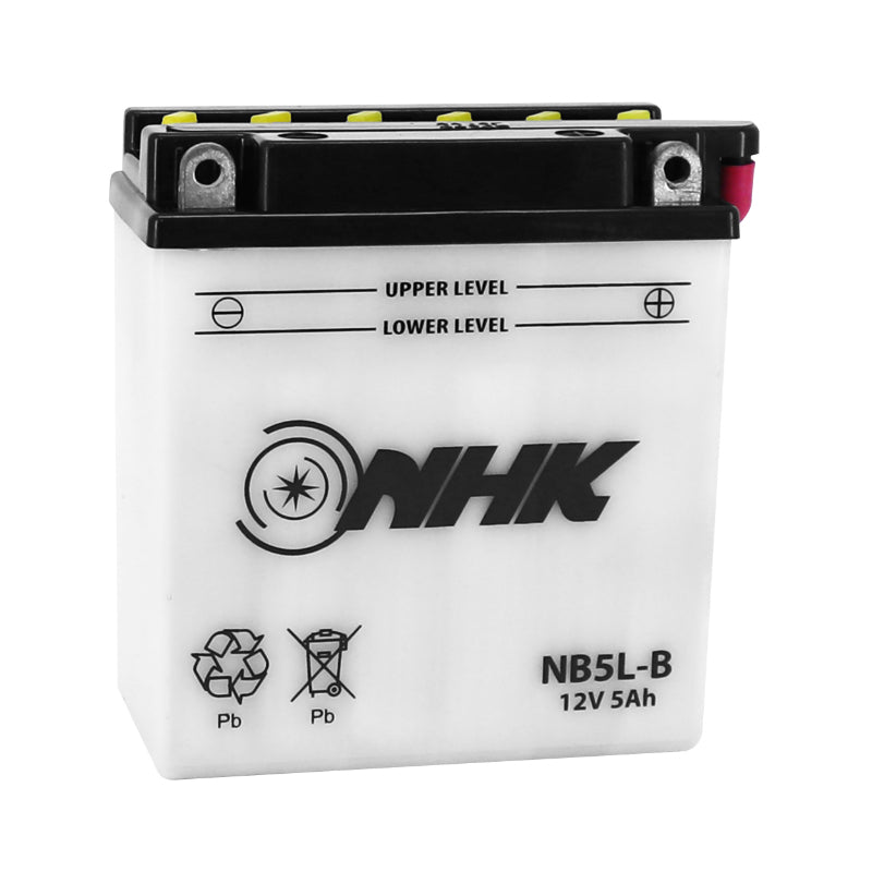 BATTERIE 12V  5 Ah NB5L-B NHK CONVENTIONNELLE AVEC ENTRETIEN (Lg120xL60xH130mm) (QUALITE PREMIUM - EQUIVALENT YB5L-B)