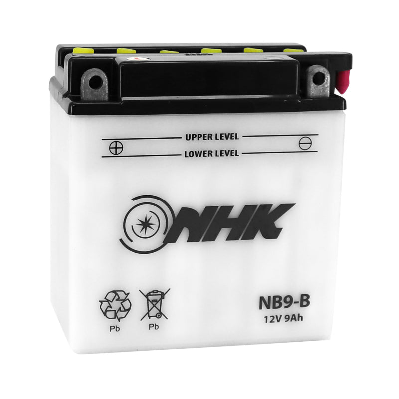 BATTERIE 12V  9 Ah NB9-B NHK CONVENTIONNELLE AVEC ENTRETIEN (Lg135xL75xH139mm) (QUALITE PREMIUM - EQUIVALENT YB9-B)