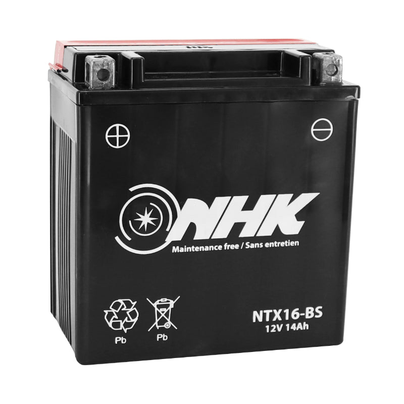 BATTERIE 12V 14 Ah NTX16-BS NHK MF SANS ENTRETIEN LIVREE AVEC PACK ACIDE (Lg151xL87xH1161mm) (QUALITE PREMIUM - EQUIVALENT YTX16-BS)