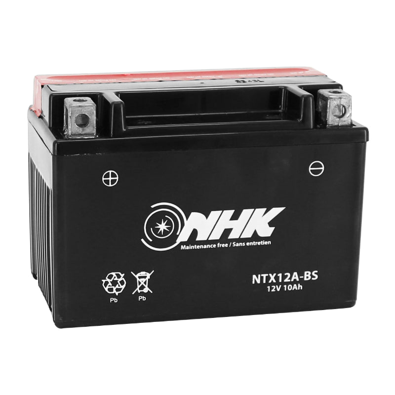 BATTERIE 12V 10 Ah NTX 12A-BS NHK MF SANS ENTRETIEN LIVREE AVEC PACK ACIDE (Lg150xL87xH104mm) (QUALITE PREMIUM - EQUIVALENT YT12A-BS)