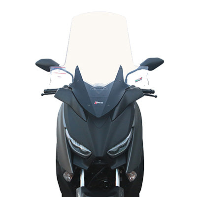 WINDSCREEN-WINDSCREEN MAXISCOOTER FOR YAMAHA 125 XMAX 2017+, 300 XMAX 2017+, 400 XMAX 2017+ TRANSPARENT WITH SILKSCREEN PRINT (H 720mm - L 580mm) -FACO-