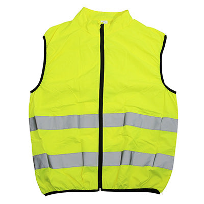 PREMIUM ADULT YELLOW REFLECTIVE SAFETY VEST WITH FULL ZIP AND BACK ZIP POCKET