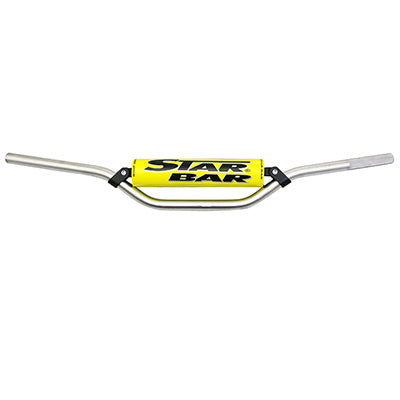 GUIDON MOTO CROSS STAR BAR  MX-ENDURO ALU 2014 T6 DIAM 22,2mm L800mm H86mm ARGENT AVEC BARRE DE RENFORT-MOUSSE JAUNE