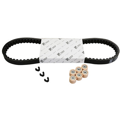 TRANSMISSION KIT (BELT, ROLLERS, GUIDES) ORIGINAL PIAGGIO 50 FLY 2T 1998+2007, LIBERTY 2T-4T 2005+, TYPHOON 2T 2010+-APRILIA SR MOTARD 2T 2010+2014, SCARABEO 2T 2005+, SPORT-CITY 2T 2008+ -1R000444-