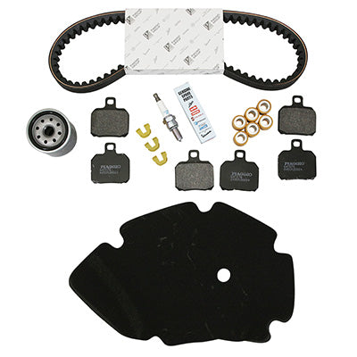 KIT ENTRETIEN MAXISCOOTER ORIGINE PIAGGIO 125 X9 1998+2005 (AVEC GUIDES VARIATEUR) (AVEC 3 JEU DE PLAQUETTES BREMBO 647076)  -1R000397-