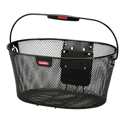 KLICKFIX OVALKORB 16L BLACK STEEL WIRE FRONT BASKET WITH HANDLE FIXING ON HANGER (40x19x29cm) (SUPPLIED WITHOUT FIXING)