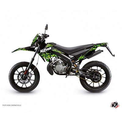 DECORATIEVE KIT STICKER-50 MET PREDATOR DOOS ZWART-GROEN VOOR DERBI 50 DRD XTREME 2010+2017 -KUTVEK-