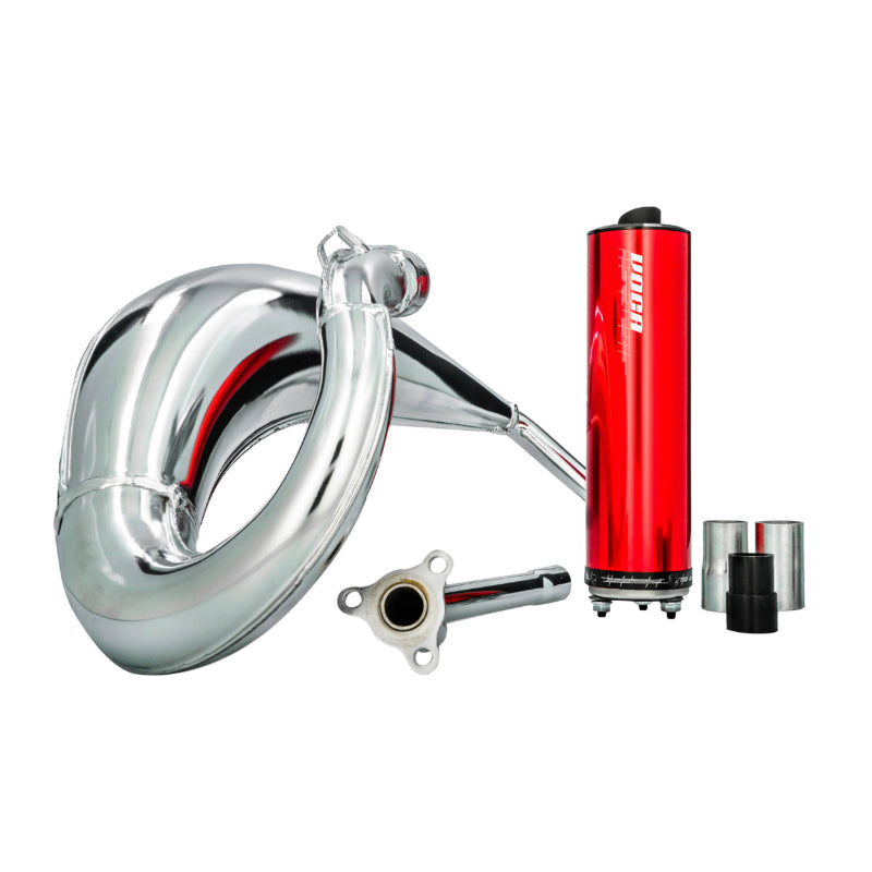 POT 50 A BOITE VOCA CROSS CHROMED POUR SHERCO 50 SM-R, SE-R (PASSAGE HAUT - SILENCIEUX ALU ROUGE)