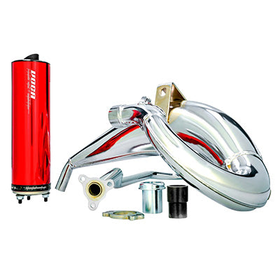 POT 50 A BOITE VOCA CROSS CHROMED POUR DERBI 50 SENDA, SENDA DRD-APRILIA 50 RX, SX (PASSAGE HAUT - SILENCIEUX ALU ROUGE)