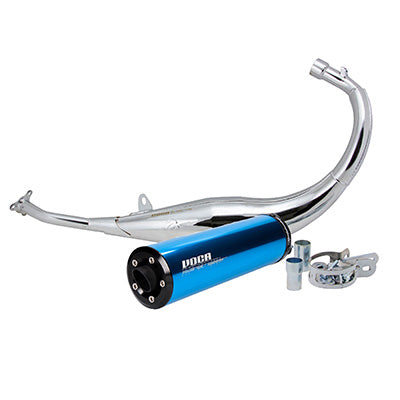 50 SILENCER WITH VOCA CHROMED BOX FOR DERBI 50 SENDA, GPR-APRILIA 50 RS4-GILERA 50 SMT, RCR (LOW PASSAGE - BLUE ALUMINUM SILENCER)