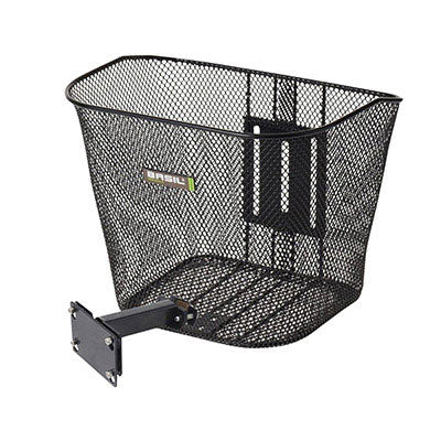 BASIL BREMEN BLACK HONEYCOMB STEEL FRONT BASKET (35x26x29 cm) - SOLD WITH PLUNGER STEM MOUNTING