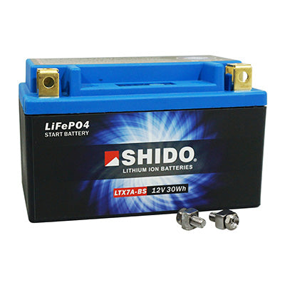 BATTERIE 12V  2,4 Ah LTX7A-BS SHIDO LITHIUM ION PRETE A L'EMPLOI (Lg150xL87xH93) REMPLACE YTX7A-BS