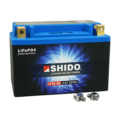 BATTERIE 12V  3 Ah LTX9-BS SHIDO LITHIUM ION PRETE A L'EMPLOI (Lg150xL87xH105) REMPLACE YTX9-BS