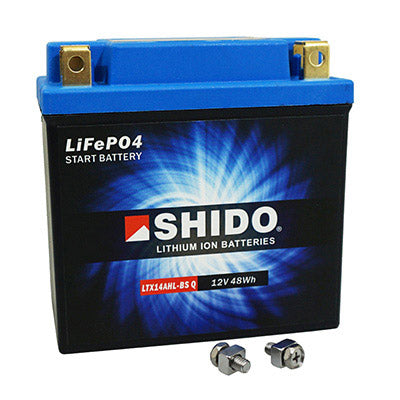 BATTERIE 12V  4 Ah LTX14-BS SHIDO LITHIUM ION PRETE A L'EMPLOI (Lg134xL75xH168) REMPLACE YTX14-BS