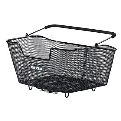 BASIL HONEYCOMB STEEL REAR BASKET MEDIUM BLACK BASE FOR MIK SYSTEM MOUNTING IDEAL FOR E-BIKE-VAE (L43xl30xH23cm)