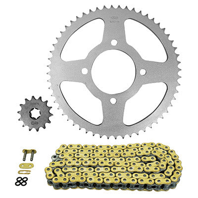 KIT CHAINE ADAPTABLE SUZUKI 125 VL INTRUDER 1999+2008  428  14x56  (DIAM COURONNE 76-100-10.5)  (DEMULTIPLICATION ORIGINE)  -AFAM-