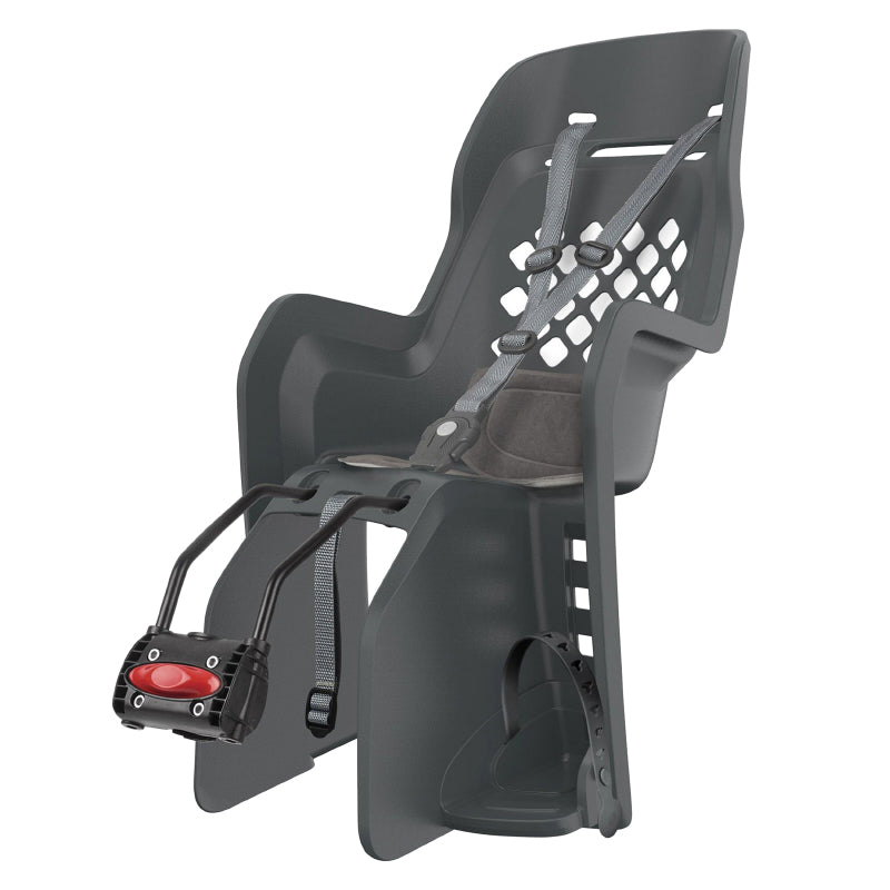 POLISPORT REAR BABY CARRIER-CHILD SEAT TO FIX ON JOY BLACK FRAME GREY CUSHION (9 TO 22KGS) APPROVED EN 14344