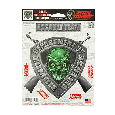 STICKER-STICKER LETHAL THREAT ZOMBIE DEFENSIE GROEN (150x200mm) (LT88095)